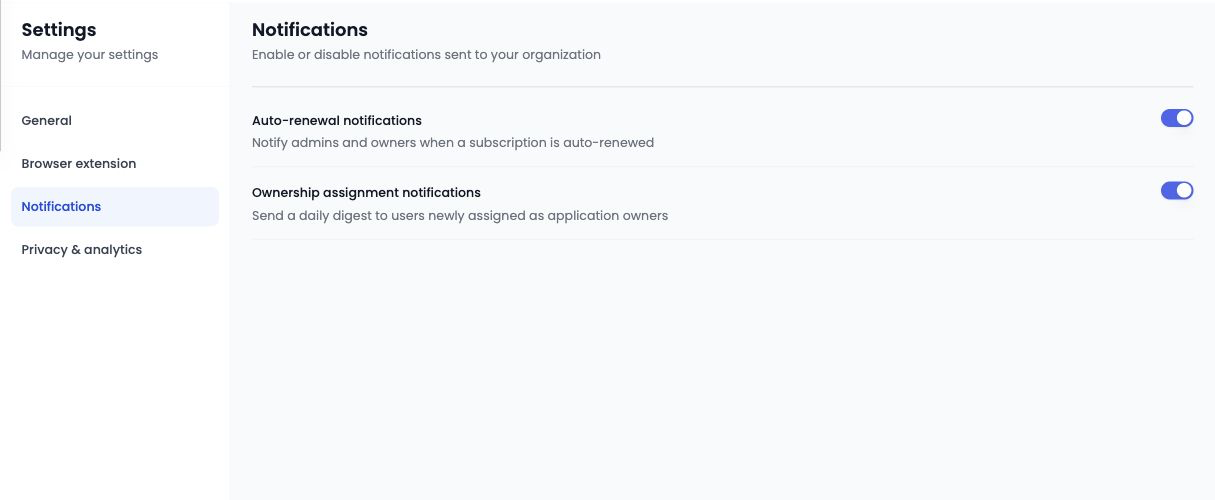 Notification preferences in Boza Settings